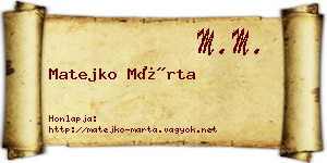 Matejko Márta névjegykártya
