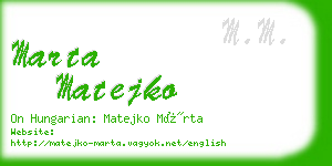 marta matejko business card